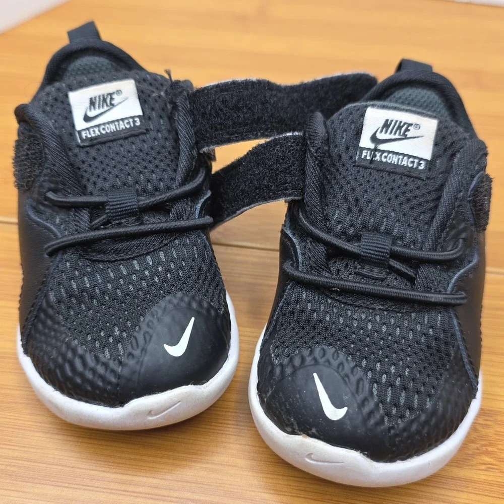 Nike Flex Contact 3 Kids Size 4C US Black/White Toddlers AR4155-001